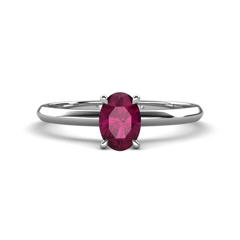 Elodie 7x5 mm Oval Rhodolite Garnet Solitaire Engagement Ring 