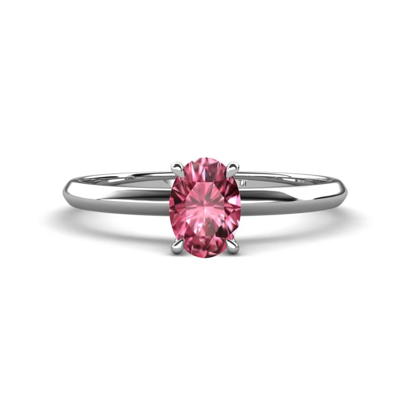 Elodie 7x5 mm Oval Pink Tourmaline Solitaire Engagement Ring 