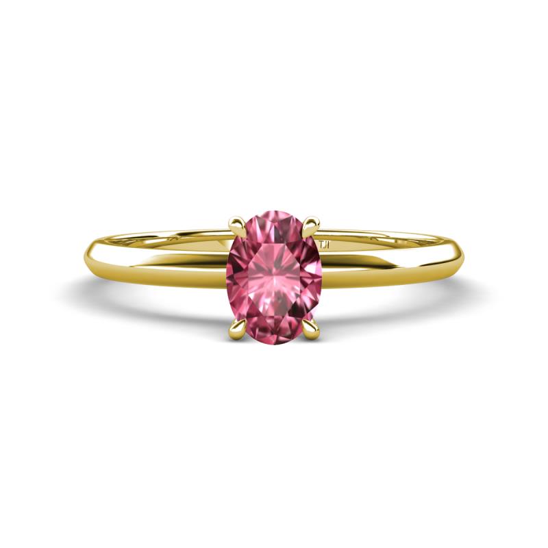 Elodie 7x5 mm Oval Pink Tourmaline Solitaire Engagement Ring 