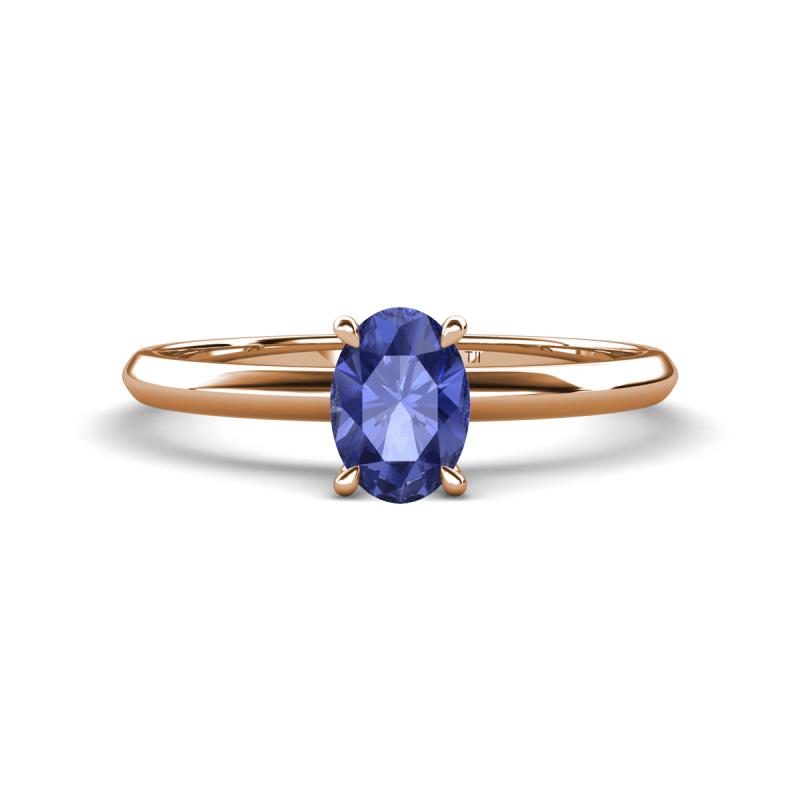 Elodie 7x5 mm Oval Iolite Solitaire Engagement Ring 
