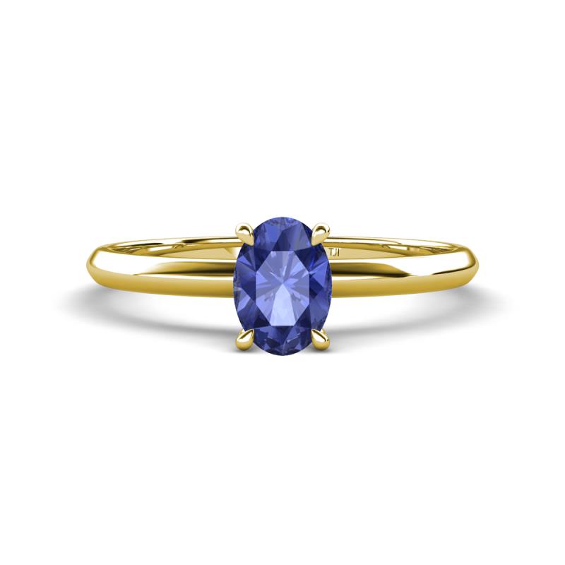 Elodie 7x5 mm Oval Iolite Solitaire Engagement Ring 
