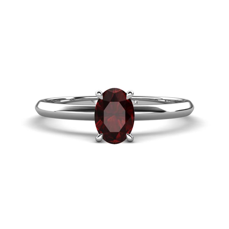 Elodie 7x5 mm Oval Red Garnet Solitaire Engagement Ring 