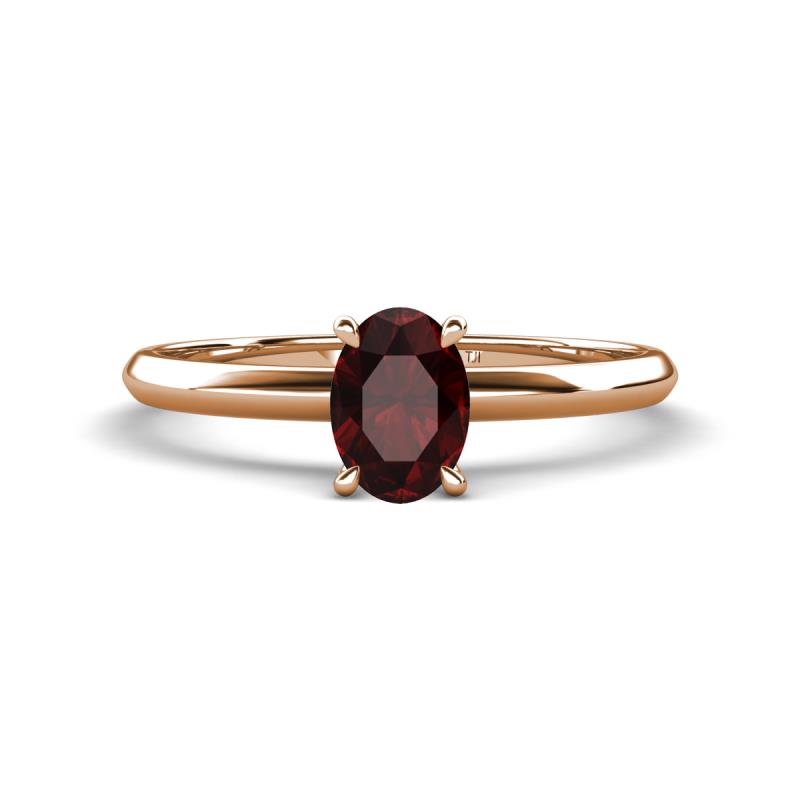Elodie 7x5 mm Oval Red Garnet Solitaire Engagement Ring 