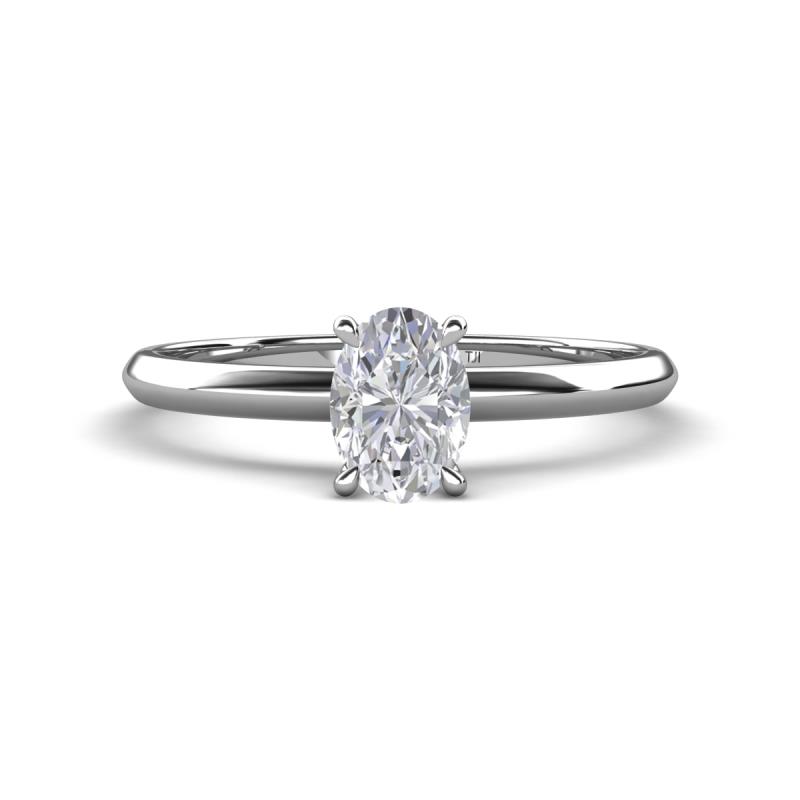 Elodie 7x5 mm Oval White Sapphire Solitaire Engagement Ring 