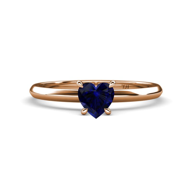 Elodie 6.00 mm Heart Lab Created Blue Sapphire Solitaire Engagement Ring 