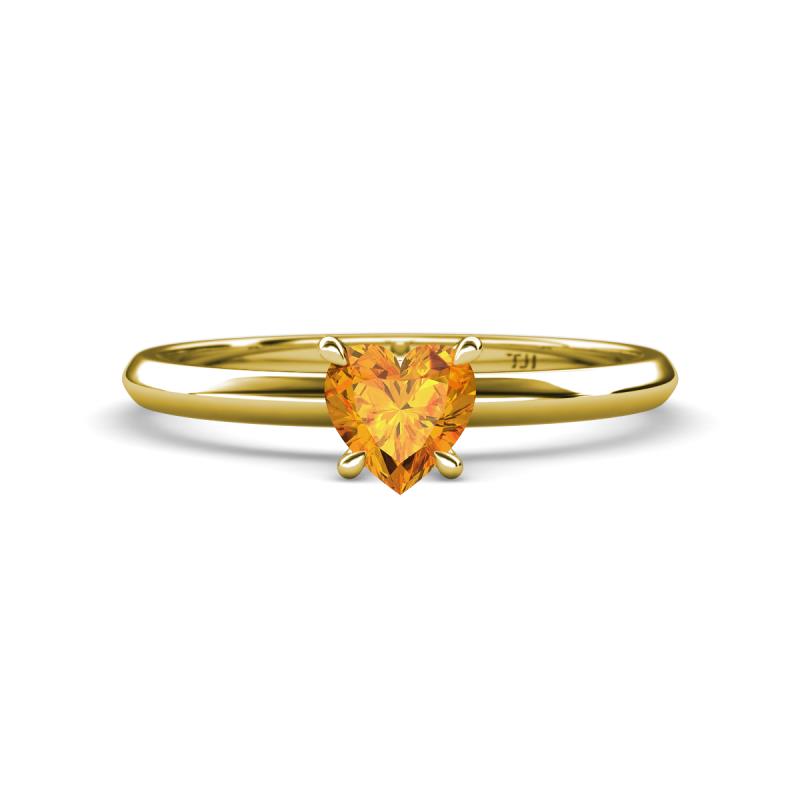 Elodie 6.00 mm Heart Citrine Solitaire Engagement Ring 