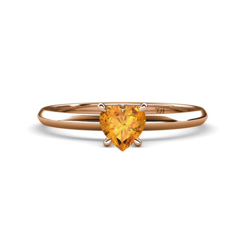 Elodie 6.00 mm Heart Citrine Solitaire Engagement Ring 