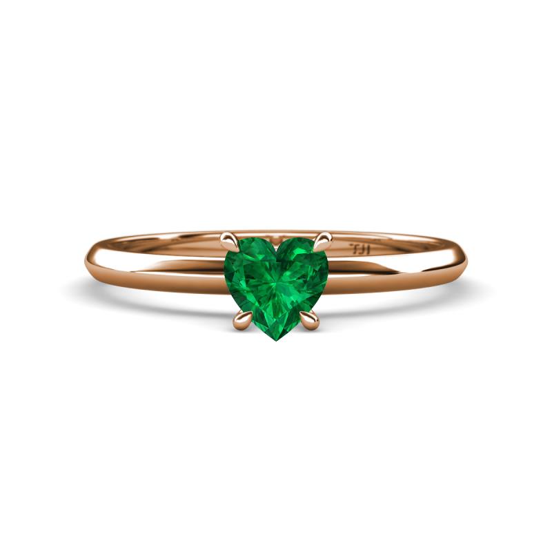 Elodie 6.00 mm Heart Lab Created Emerald Solitaire Engagement Ring 