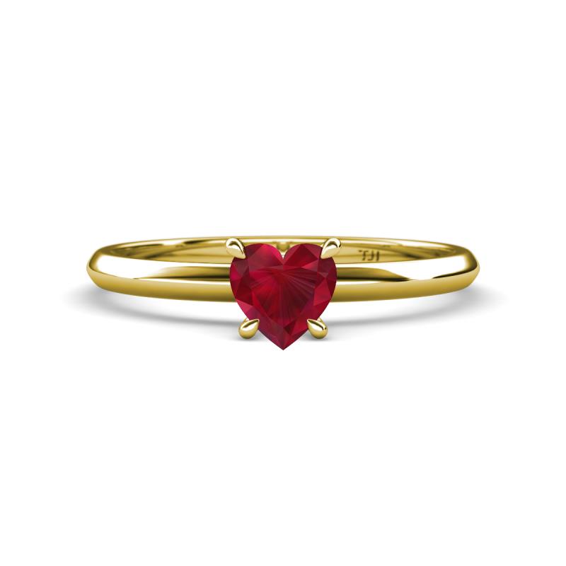 Elodie 6.00 mm Heart Lab Created Ruby Solitaire Engagement Ring 