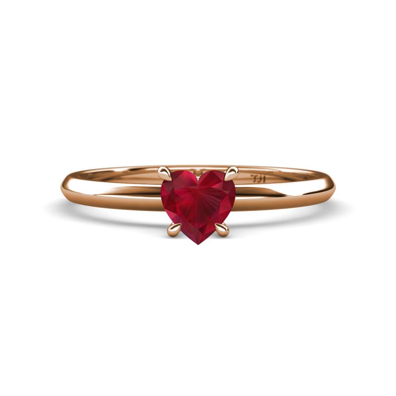 Elodie 6.00 mm Heart Lab Created Ruby Solitaire Engagement Ring 