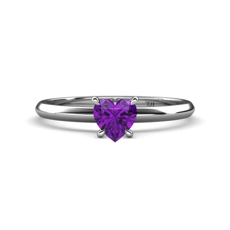 Elodie 6.00 mm Heart Amethyst Solitaire Engagement Ring 