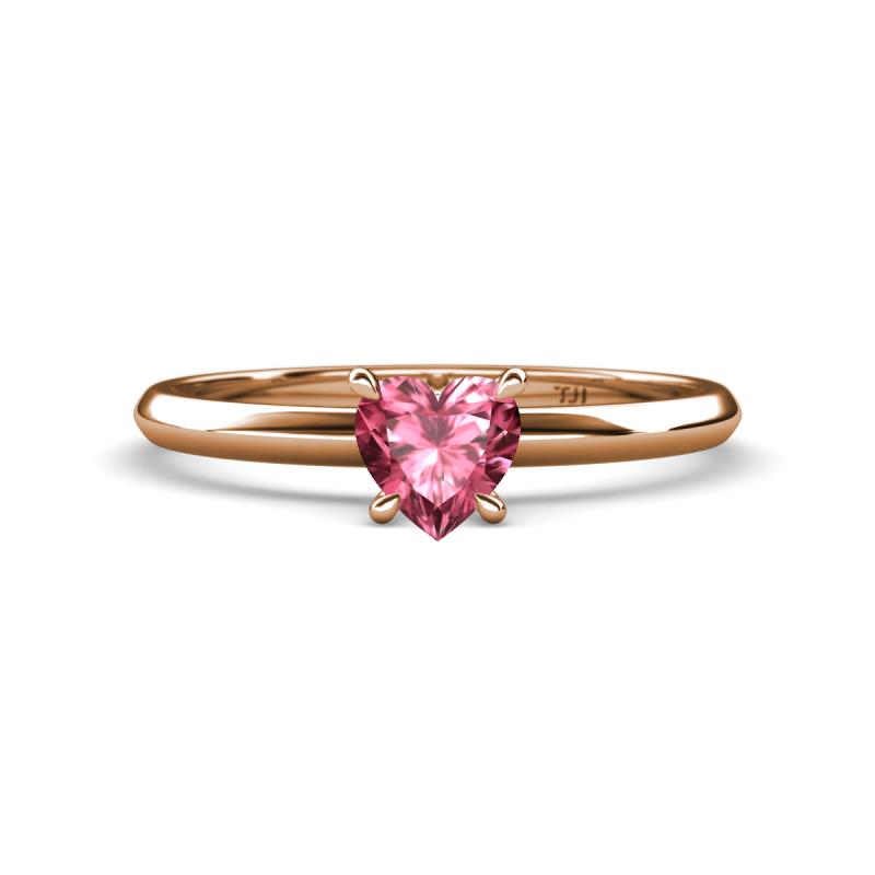 Elodie 6.00 mm Heart Pink Tourmaline Solitaire Engagement Ring 