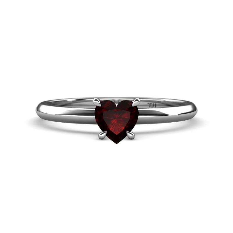 Elodie 6.00 mm Heart Red Garnet Solitaire Engagement Ring 