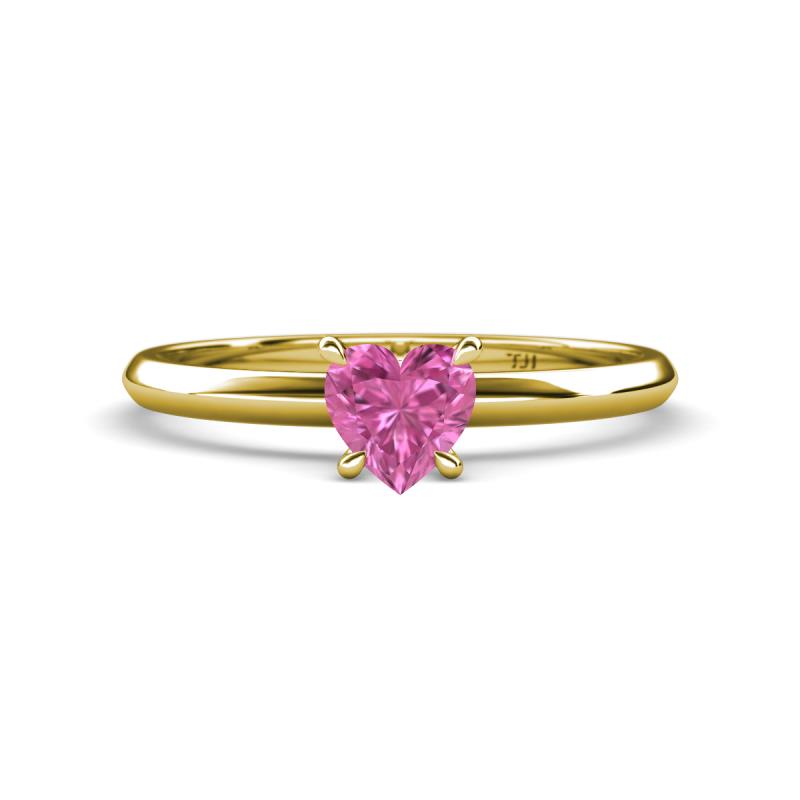 Elodie 6.00 mm Heart Lab Created Pink Sapphire Solitaire Engagement Ring 