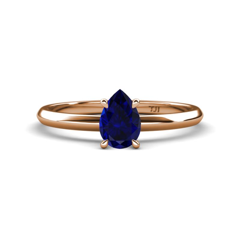 Elodie 7x5 mm Pear Blue Sapphire Solitaire Engagement Ring 