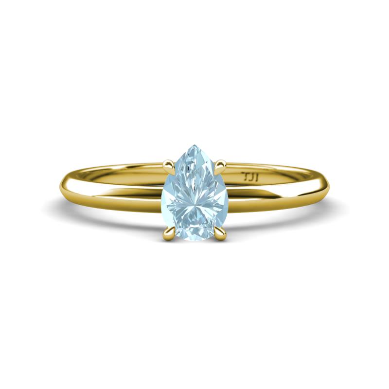 Elodie 7x5 mm Pear Aquamarine Solitaire Engagement Ring 