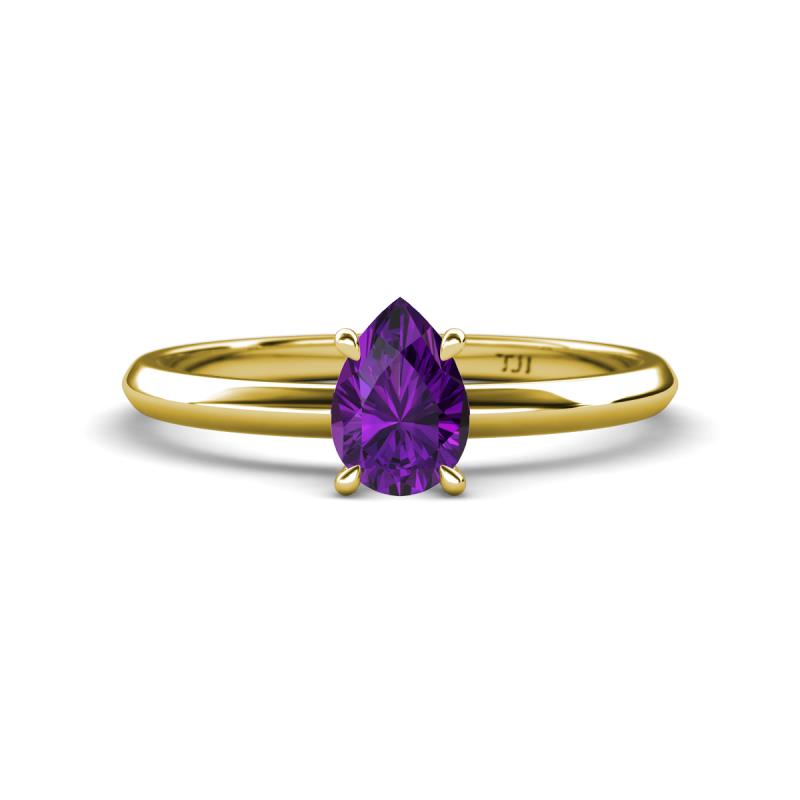 Elodie 7x5 mm Pear Amethyst Solitaire Engagement Ring 