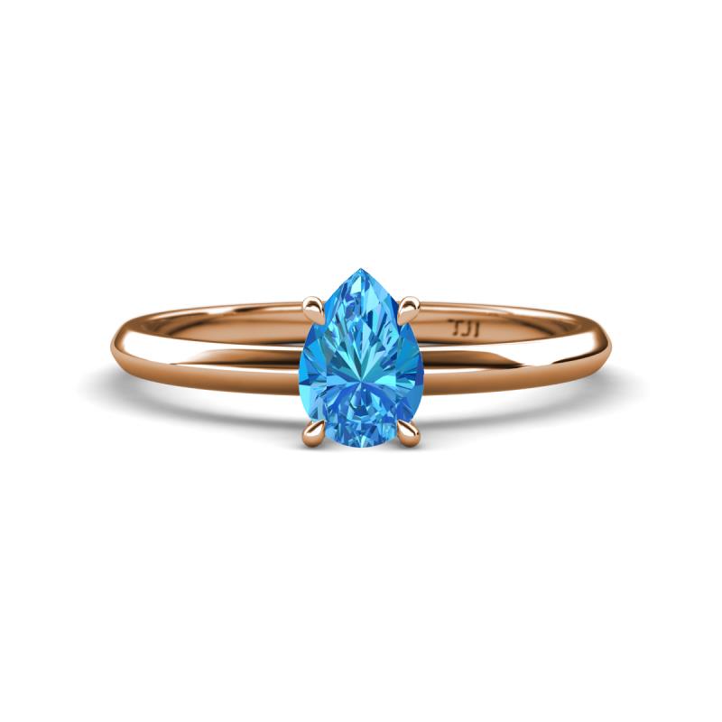 Elodie 7x5 mm Pear Blue Topaz Solitaire Engagement Ring 
