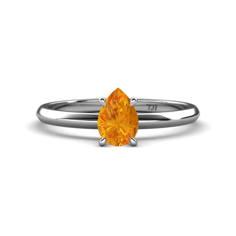 Elodie 7x5 mm Pear Citrine Solitaire Engagement Ring 
