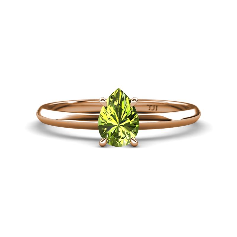Elodie 7x5 mm Pear Peridot Solitaire Engagement Ring 