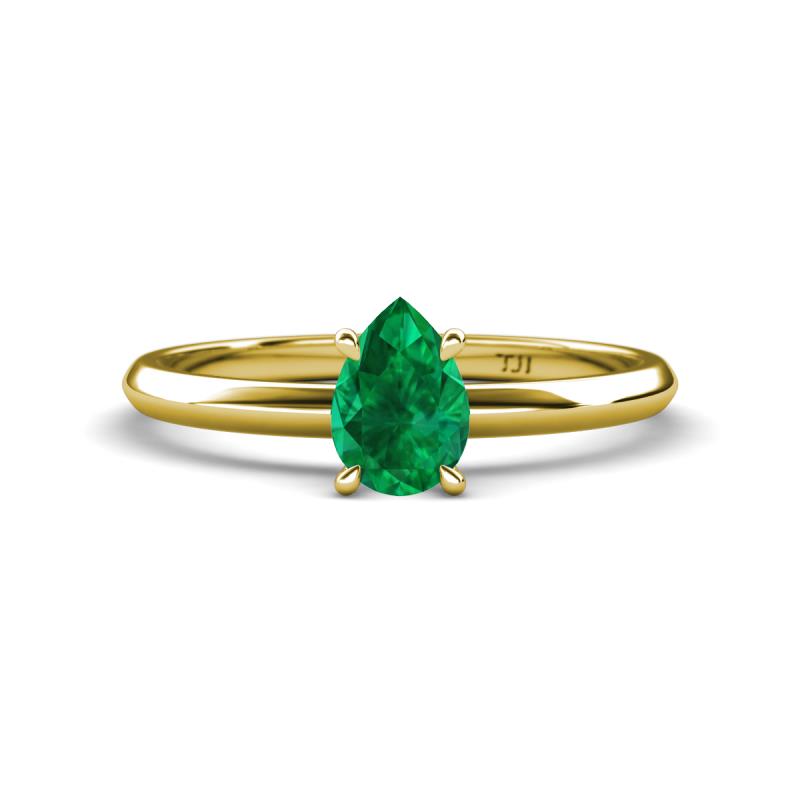 Elodie 7x5 mm Pear Emerald Solitaire Engagement Ring 