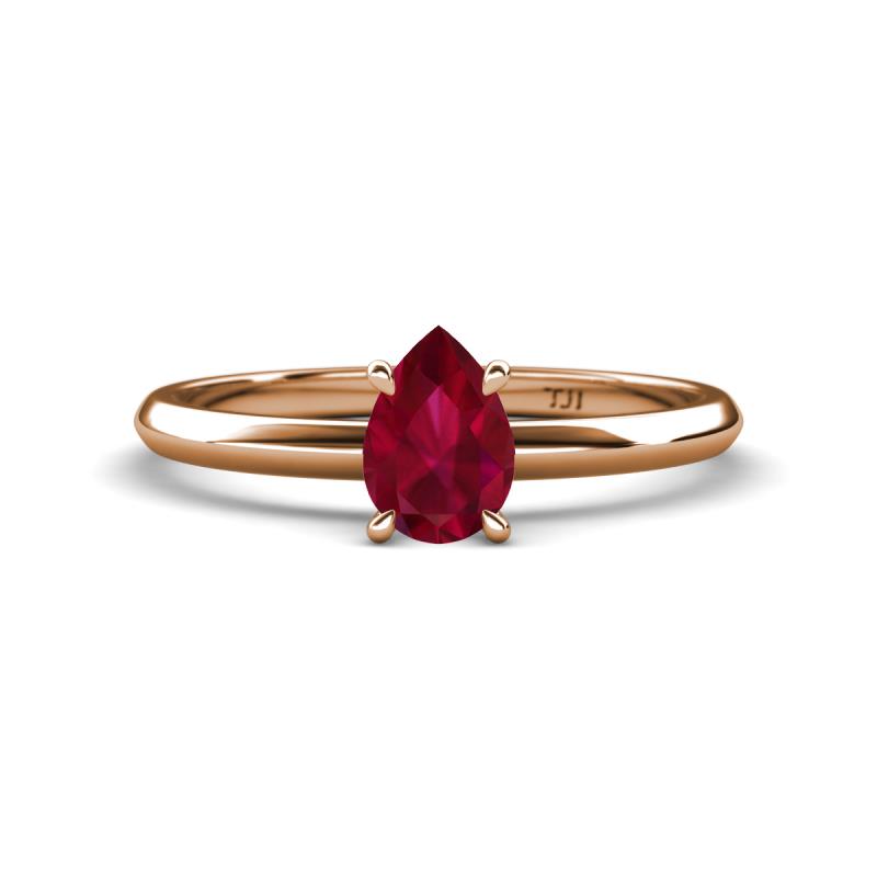 Elodie 7x5 mm Pear Ruby Solitaire Engagement Ring 
