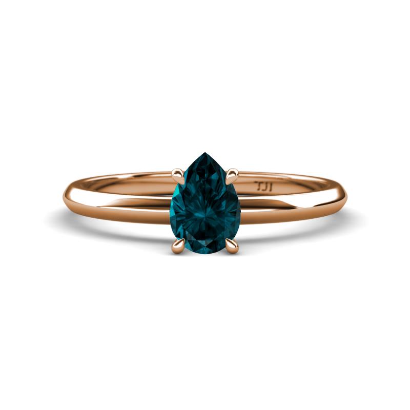 Elodie 7x5 mm Pear London Blue Topaz Solitaire Engagement Ring 