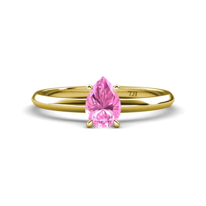 Elodie 7x5 mm Pear Pink Sapphire Solitaire Engagement Ring 