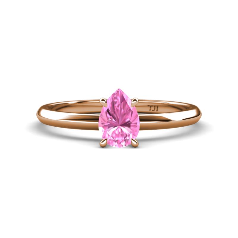 Elodie 7x5 mm Pear Pink Sapphire Solitaire Engagement Ring 