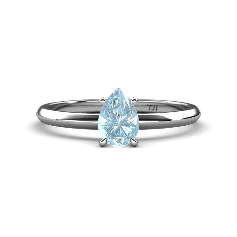 Elodie 7x5 mm Pear Aquamarine Solitaire Engagement Ring 