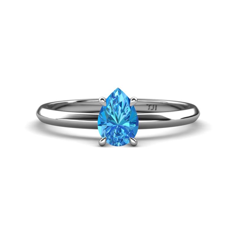 Elodie 7x5 mm Pear Blue Topaz Solitaire Engagement Ring 