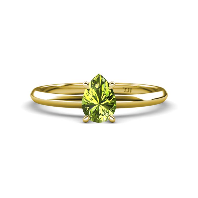 Elodie 7x5 mm Pear Peridot Solitaire Engagement Ring 