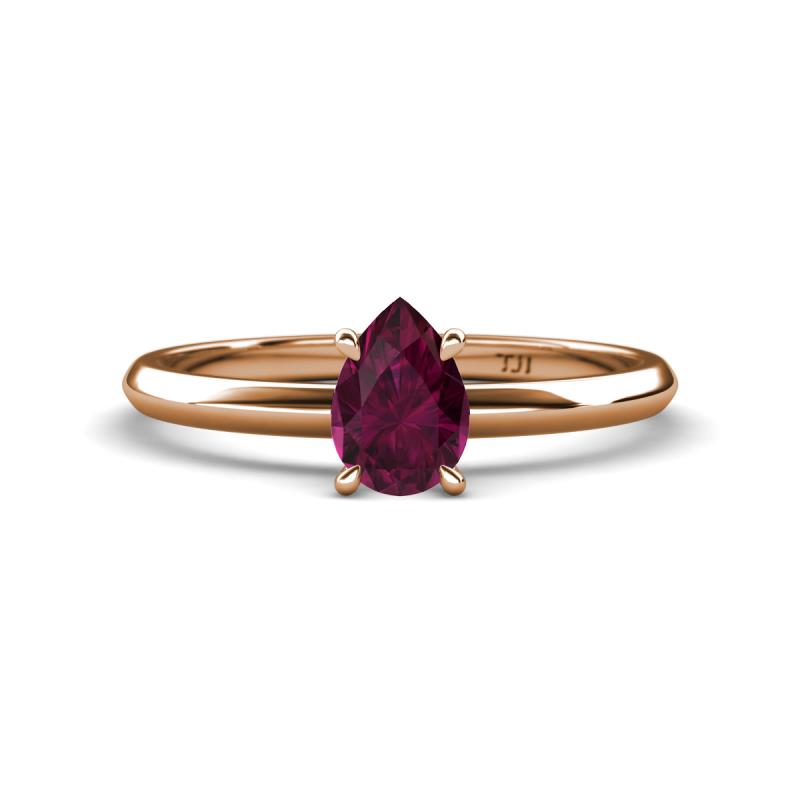 Elodie 7x5 mm Pear Rhodolite Garnet Solitaire Engagement Ring 