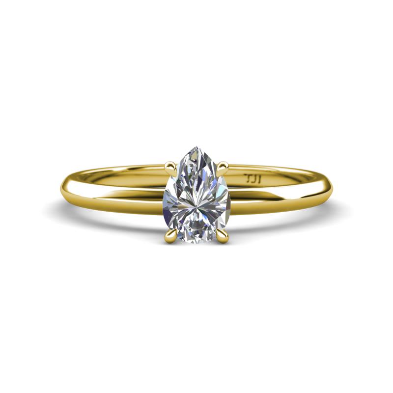 Elodie 7x5 mm Pear Forever Brilliant Moissanite Solitaire Engagement Ring 