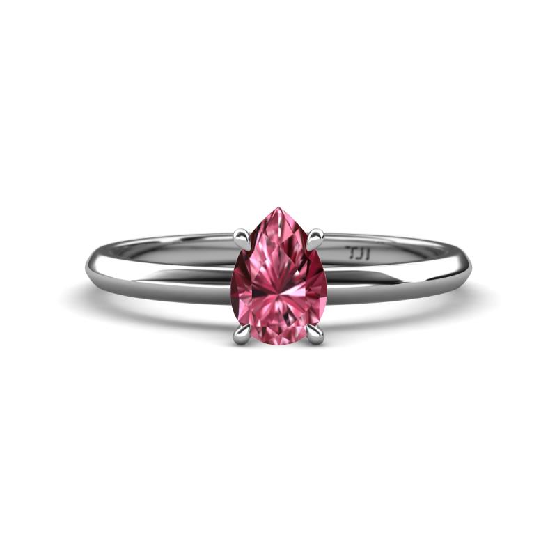 Elodie 7x5 mm Pear Pink Tourmaline Solitaire Engagement Ring 