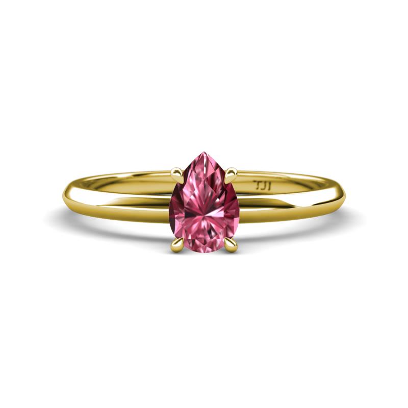 Elodie 7x5 mm Pear Pink Tourmaline Solitaire Engagement Ring 