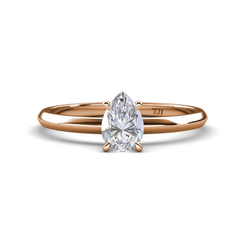 Elodie 7x5 mm Pear White Sapphire Solitaire Engagement Ring 