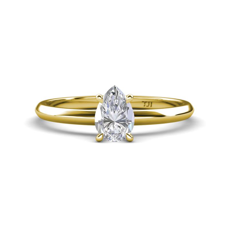Elodie 7x5 mm Pear White Sapphire Solitaire Engagement Ring 
