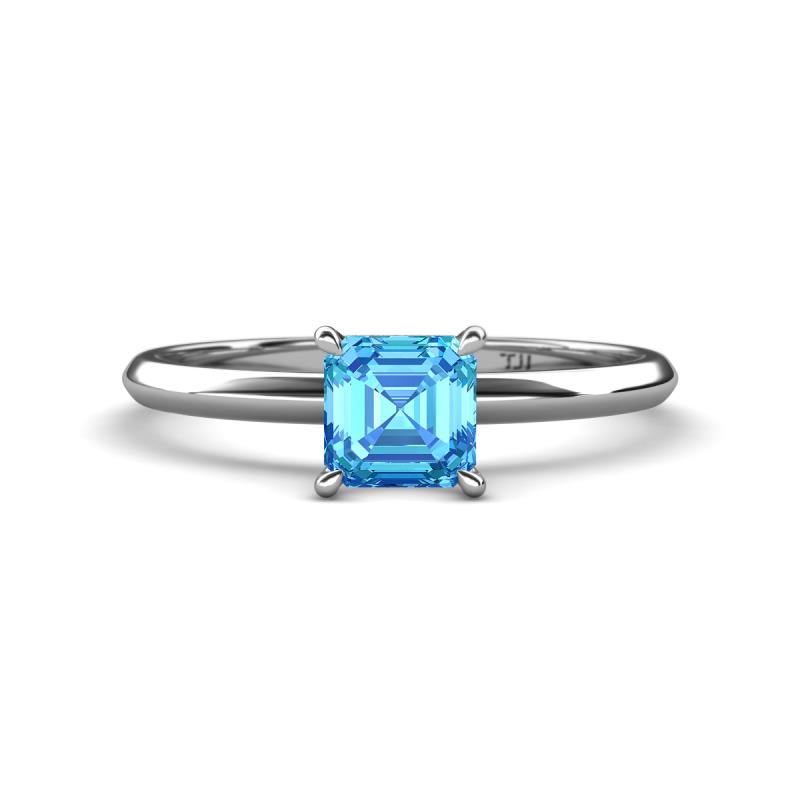 Elodie 6.00 mm Asscher Cut Blue Topaz Solitaire Engagement Ring 