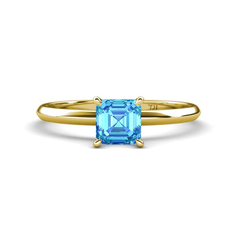 Elodie 6.00 mm Asscher Cut Blue Topaz Solitaire Engagement Ring 