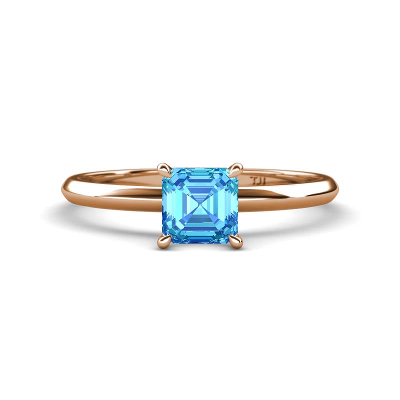 Elodie 6.00 mm Asscher Cut Blue Topaz Solitaire Engagement Ring 