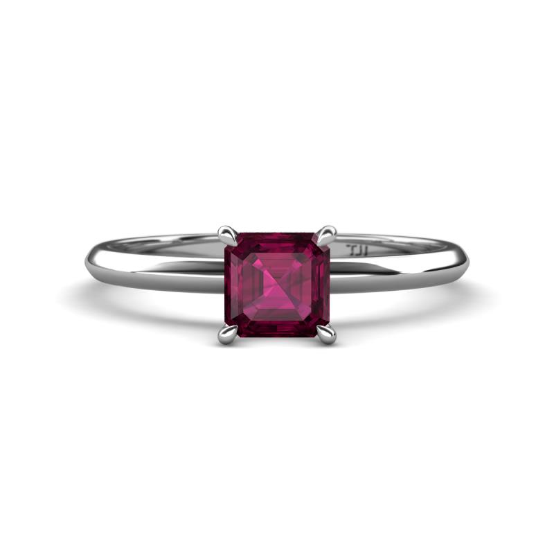 Elodie 6.00 mm Asscher Cut Rhodolite Garnet Solitaire Engagement Ring 