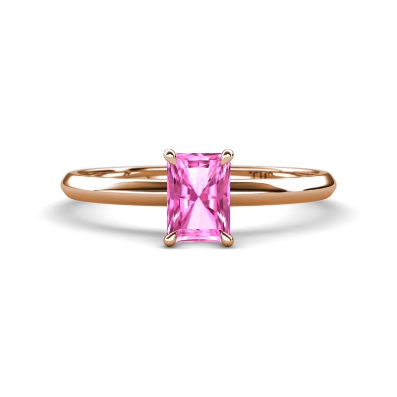 Elodie 7x5 mm Radiant Lab Created Pink Sapphire Solitaire Engagement Ring 