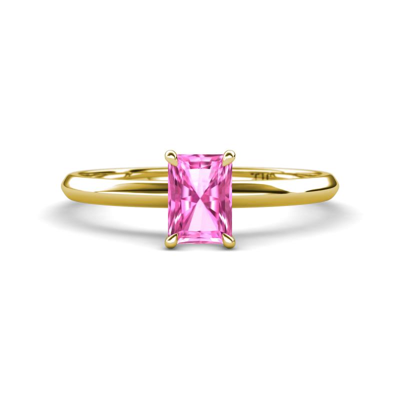 Elodie 7x5 mm Radiant Lab Created Pink Sapphire Solitaire Engagement Ring 