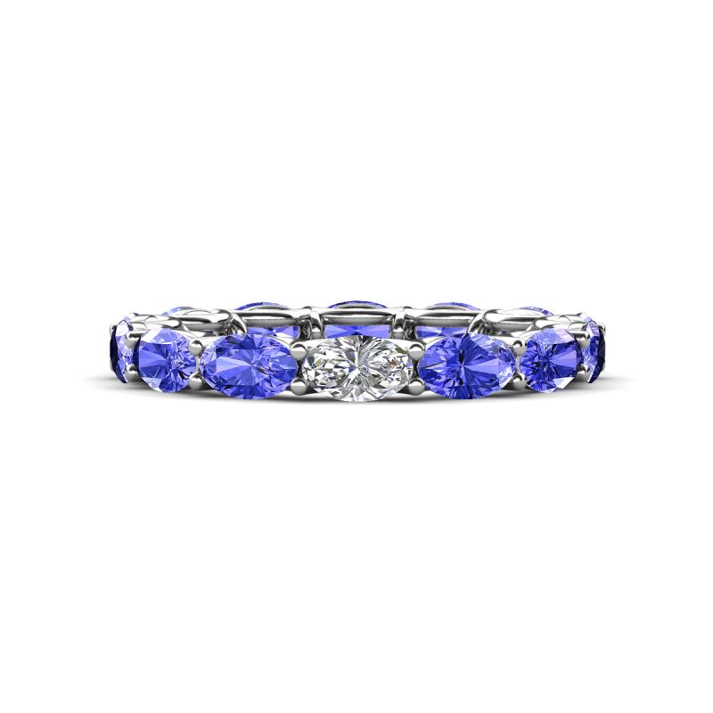 Madison 5x3 mm Oval Forever Brilliant Moissanite and Tanzanite Eternity Band 