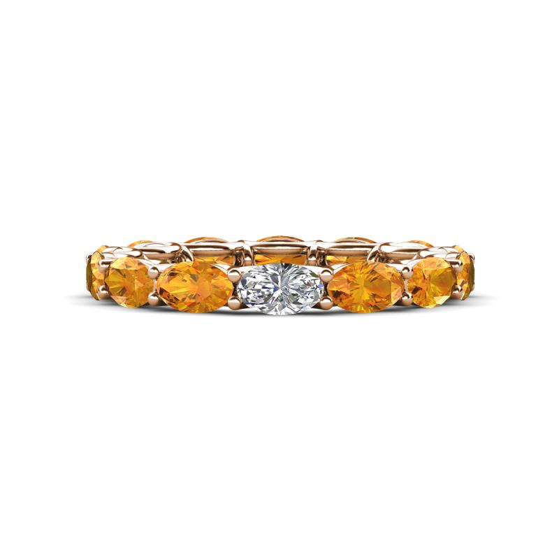 Madison 5x3 mm Oval Forever Brilliant Moissanite and Citrine Eternity Band 