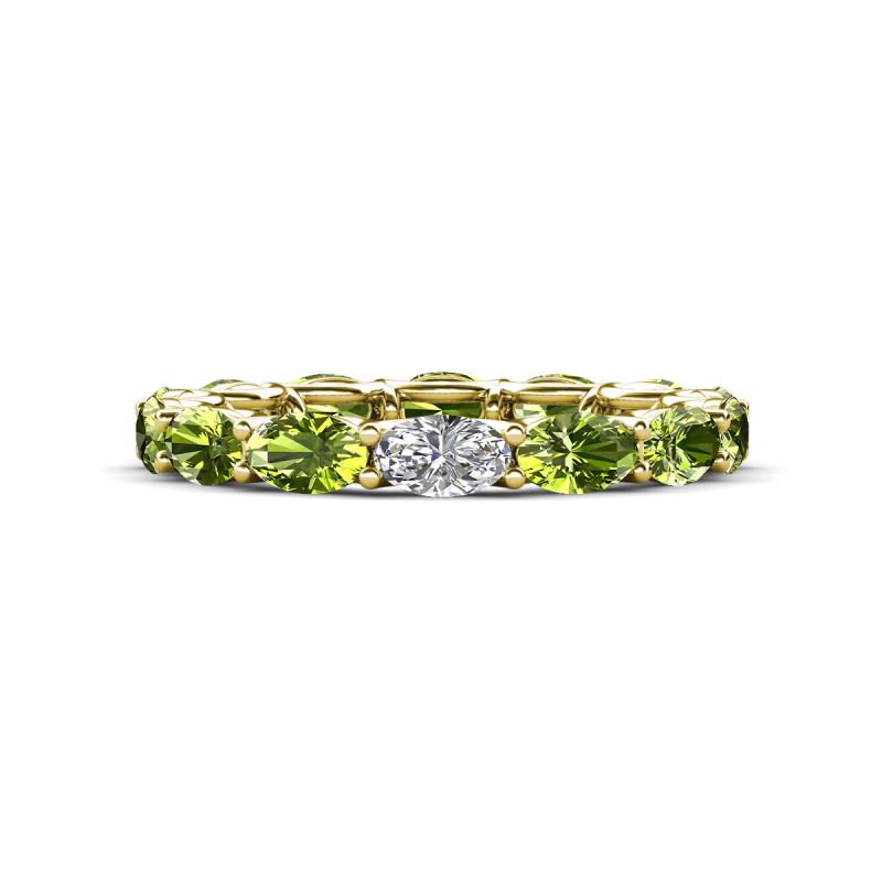 Madison 5x3 mm Oval Forever Brilliant Moissanite and Peridot Eternity Band 
