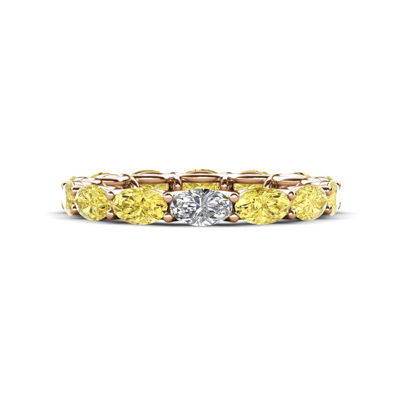 Madison 5x3 mm Oval Forever Brilliant Moissanite and Yellow Sapphire Eternity Band 