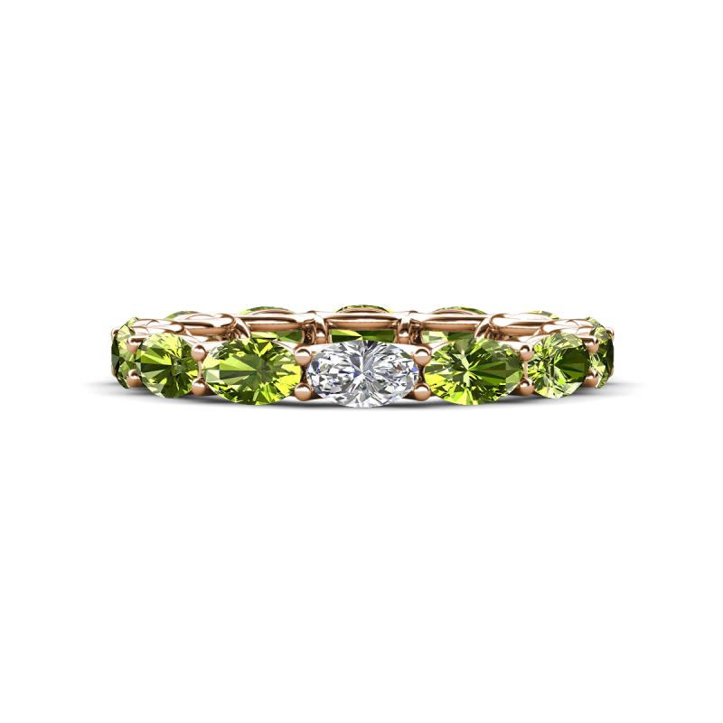Madison 5x3 mm Oval Forever One Moissanite and Peridot Eternity Band 