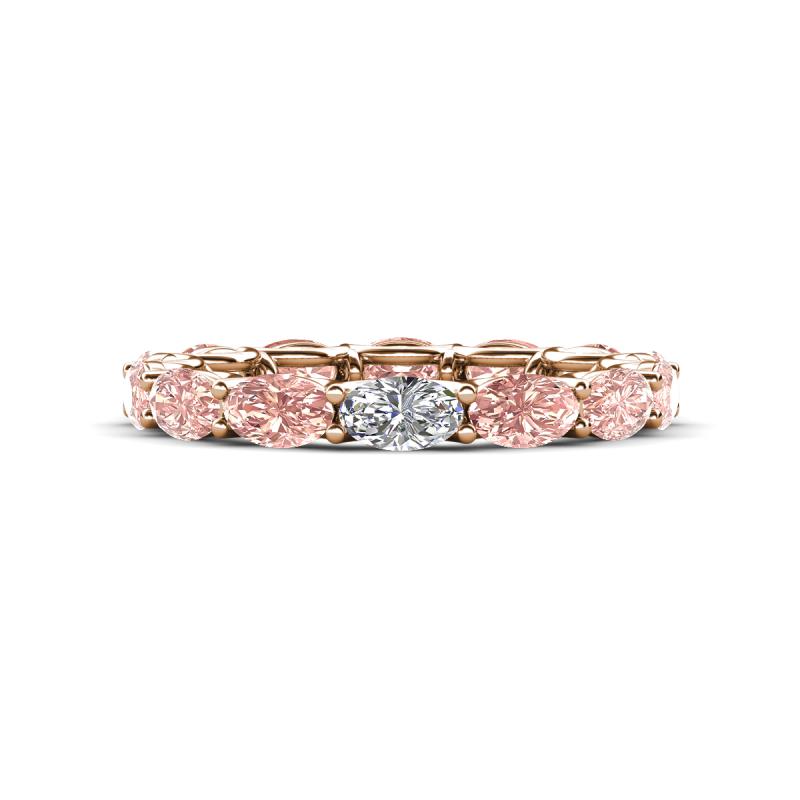 Madison 5x3 mm Oval Forever Brilliant Moissanite and Morganite Eternity Band 